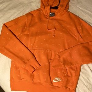 Nike Hoodie. Orange with white embroidery. Size s
